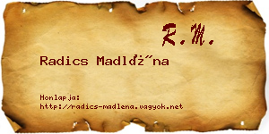 Radics Madléna névjegykártya